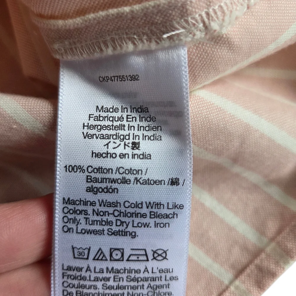 Madewell Signature Oxford Pink Striped Cropped Button-Up Shirt Medium - Picture 7 of 8